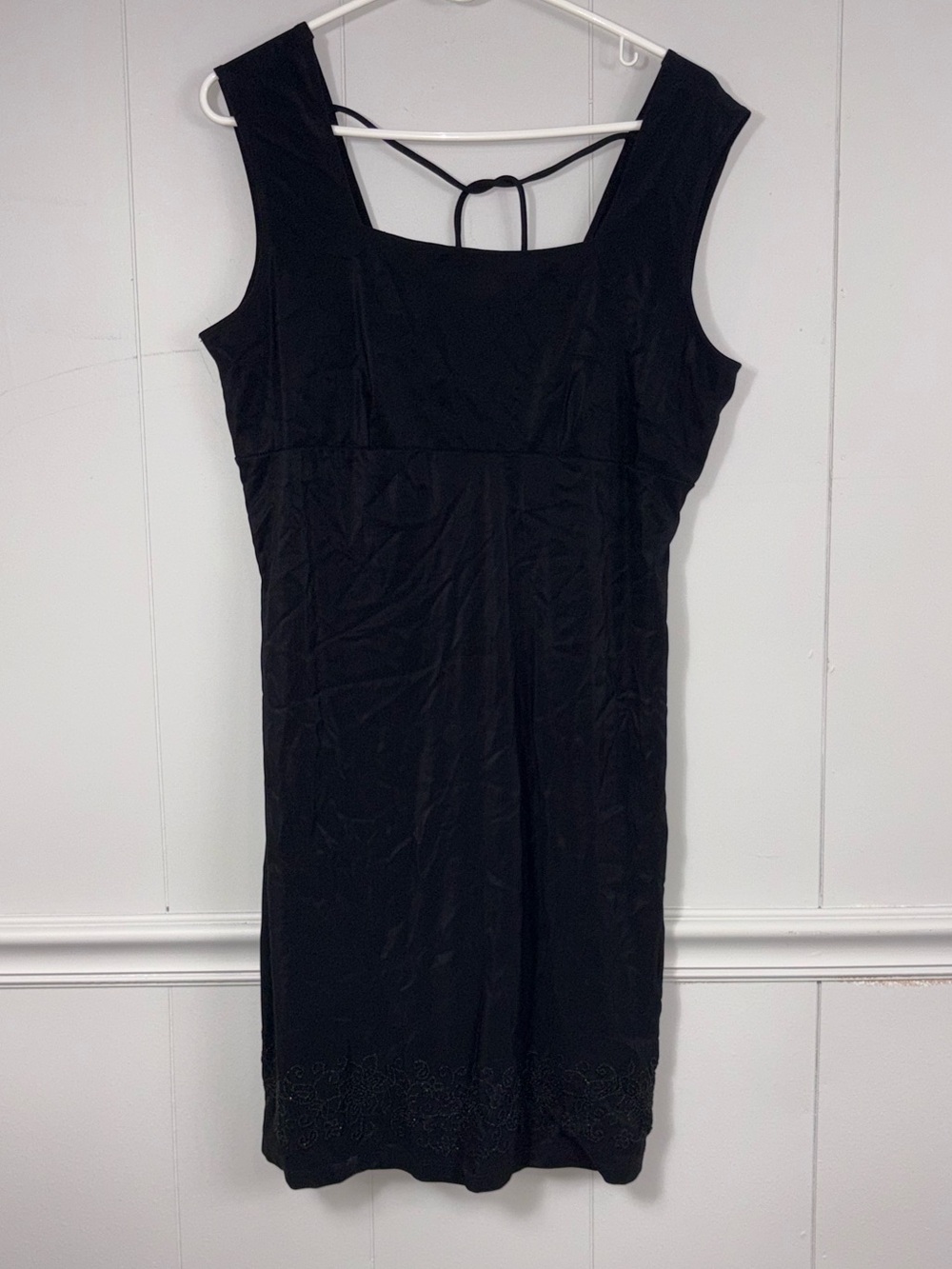 Vintage Y2K Fashion Bug Black Beaded Floral Dress XL Whimsigoth Dainty Formal